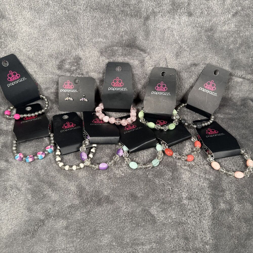 Lot of 11 New Paparazzi Jewelry Bracelets Earring Multiple Colors
